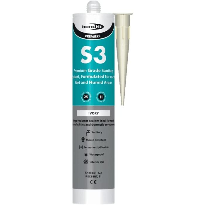 Bond it S3 Ivory High Performance Sanitary Grade Silicone Sealant 310ml