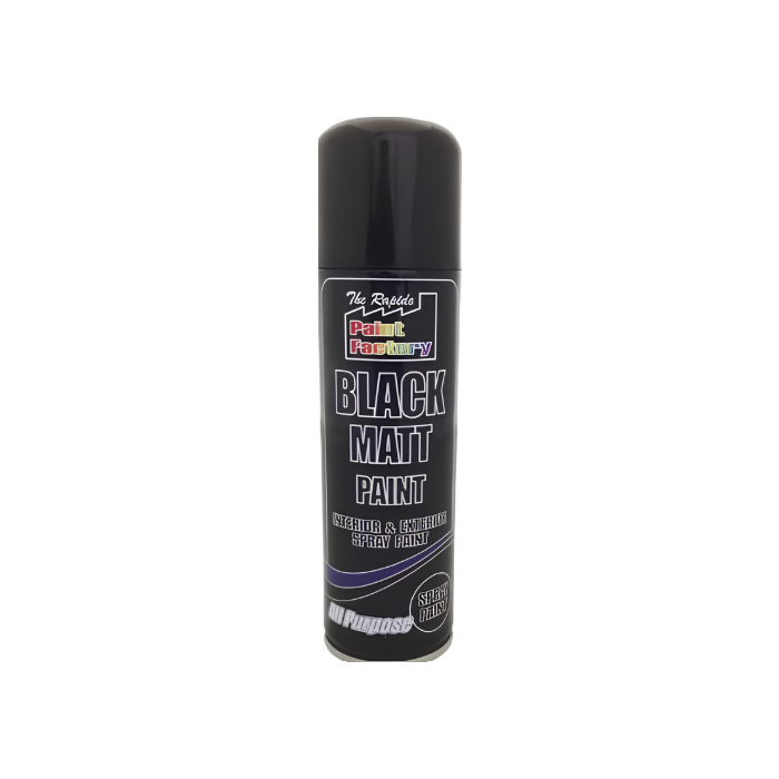 Paint Factory Black Matt Interior & Exterior Spray Paint 250ML
