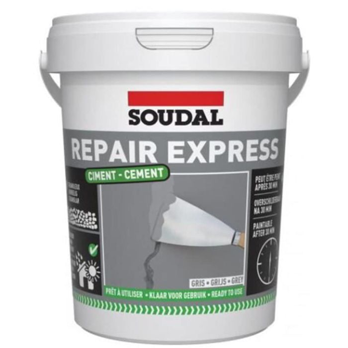 Soudal Repair Mortar Cement Ready Mix Filler Grey 900ml