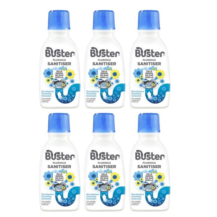 Buster Plughole Sanitiser Granules Eucalyptus Drain Cleaner 300g - Pack of 6
